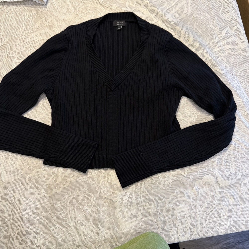 Debut Cropped Cardigan Long Sleeve V-Neck Goth Whimsy Womens S Meas.in Pics